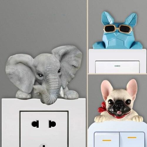 Creative Resin 3D Switch Stickers Living Room and Bedroom Wall Cartoon Switch Wall Stickers Decoration Protector Cover DIY