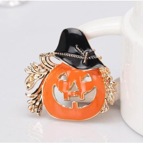 Cute Pumpkin Brooch with Black Hat for Women Enamel Brooch Pins Hallowmas Jewelry Accessories