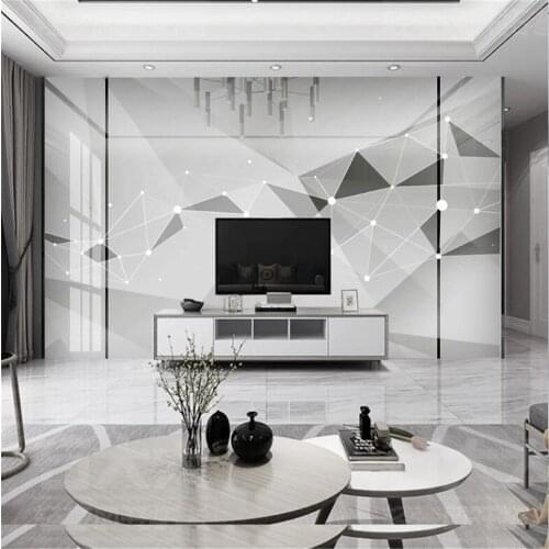 Milofi large wallpaper mural abstract geometric modern minimalist line creative marble jazz white light luxury background wall