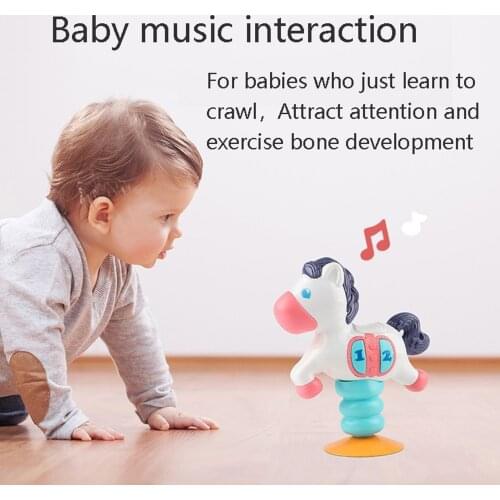 Baby Feeding Soothing Toys With Music Table Sucker Toy Pony / Aircraft Shape Hand Shaker Sensory Education Accessory
