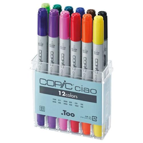 Copic Ciao Marker 12 Pen Set, Equipped with Both A Medium Broad and A Super Brush Nib,graphic Artist Quality Markers