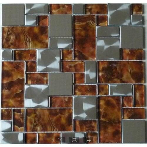 New style stainless steel metal glass mosaic tile wallpaper kitchen backsplash bathroom shower background decorative wall hotel