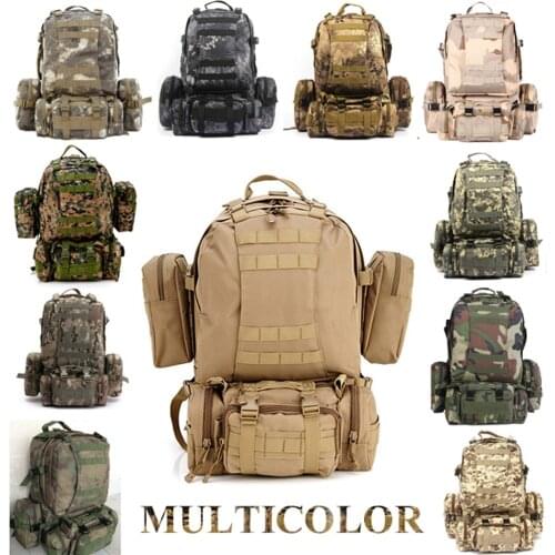 Solid Nylon wearproof Outdoor 60L Sport Climbing Camping Hiking combined Trekking Molle travel Bags Military Tactical Backpack