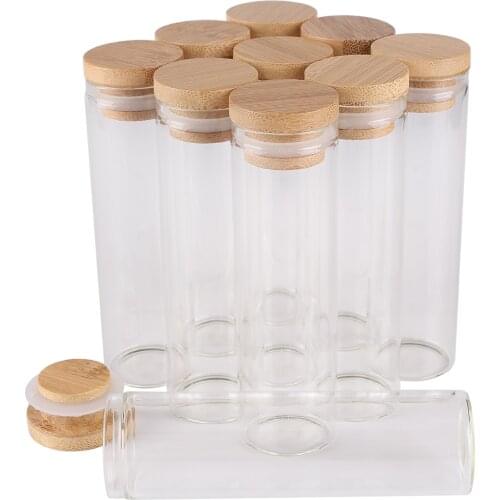 24 pieces 50ml 30*100mm Test Tubes with Bamboo Caps Glass Jars Glass Vials Wishing Bolttes Wish Bottle for Wedding Crafts Gift