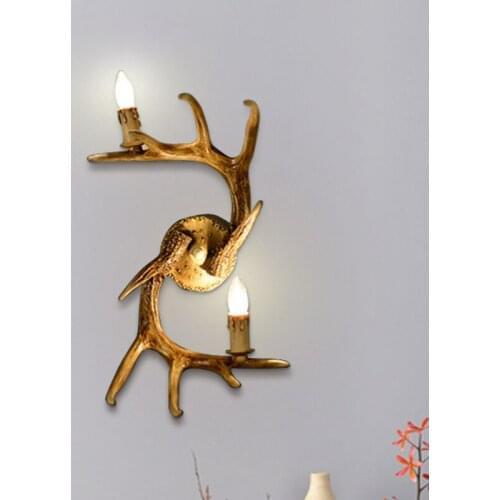 Retro Antler Wall Lamp Resin American Living Room Restaurant Cafe Club Vintage Tree Wall Sconce Balcony Corridor Aisle Light Bra