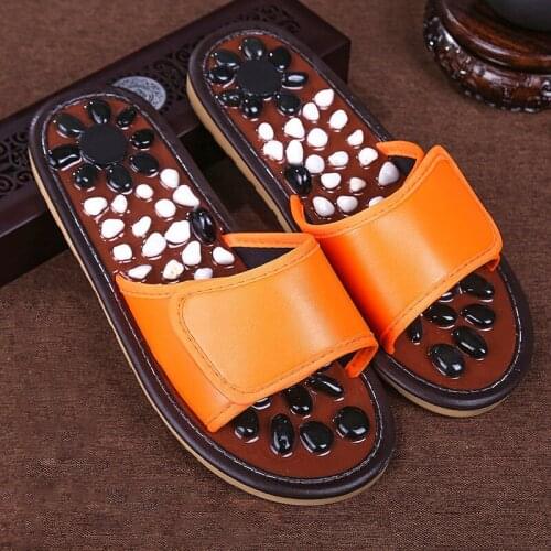 Women/Men Flat Slippers Pebble Massage Foot Point Slides Couple Indoor Non-Slip Sandals Home Flip Flops Unisex Health Shoes Hot
