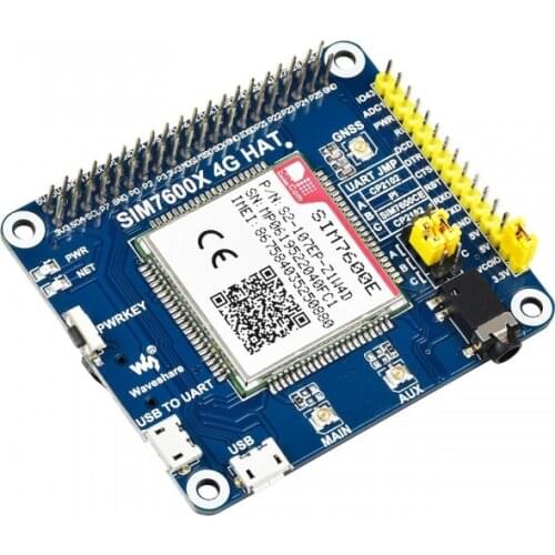SIM7600E LTE Cat-1 HAT for Raspberry Pi 3G/2G/ GNSS as well for Southeast Asia West Asia Europe Africa