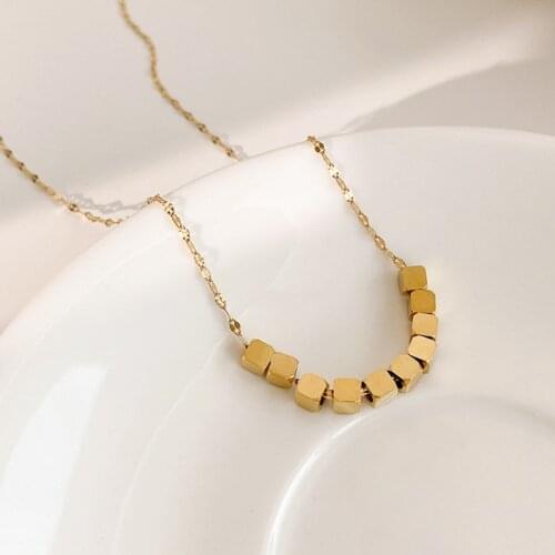 SRCOI New Trendy Temperament Multiple Small Square Pendant Necklace Simple Water-Wave Chain Sweater Chain Women Jewelry 2021