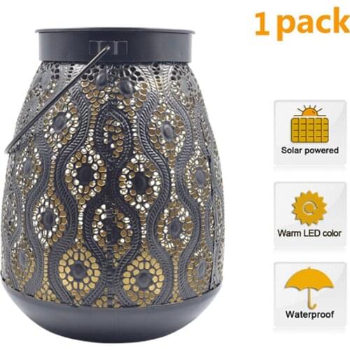 Vintage Solar LED Light Wrought Iron Hanging Garden Lamp Outdoor Waterproof Courtyard Landscape Light Villa Decorative Latern