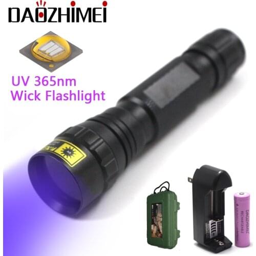 High quality UV Light 365nm LED UV Light Flashlight light lamp safety UV Ultraviolet Pet Scorpions detection For 18650 battery