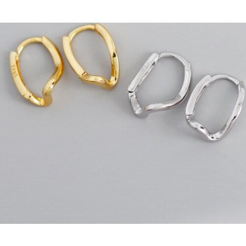 Enosola Real 925 Sterling Silver Minimalist Geometric Irregular Ear Buckle for Women Punk Men Rock Party Hoop Earring Jewelry