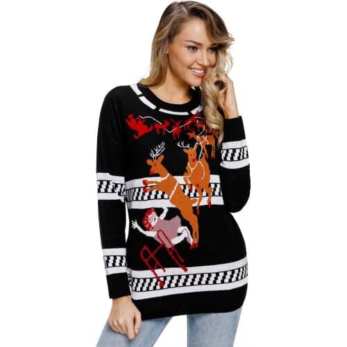 2018 Sale Blusas De Inverno Feminina Women Sweaters And Pullovers Christmas Knitting New Neck Long Sleeve Pullover Snow Sweater
