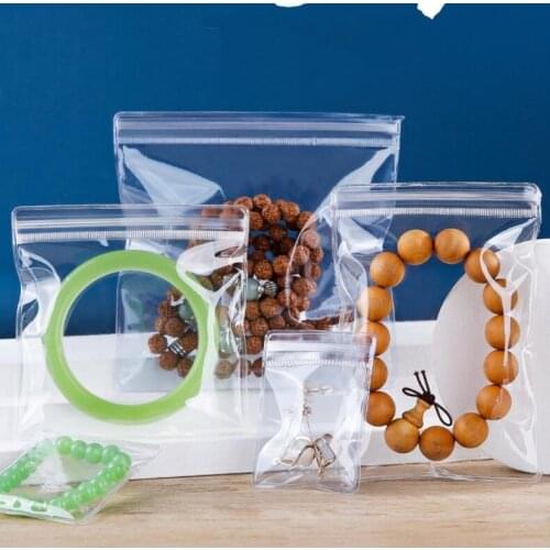 50pcs Clear Zipper Self Sealing Bag PVC Jewelry Packaging Plascti Bags Thicken Storage Zip Lock Pouches