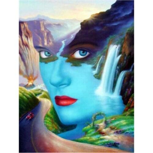 5D DIY Full Round Diamond Painting Waterfall Cross Stitch 3D Embroidery Mountain Scenery Rhinestone Mosaic Home Decor Y1426