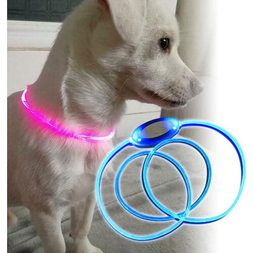 80cm LED Dog Collar Light Glowing Anti-Lost/Avoid Car Accident Collar PU Dog Puppies Collars Luminous Pet Flash Night Collars