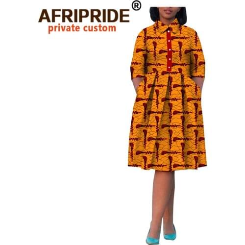 African Traditional Dresses for Women Ankara Print Dress African Clothes Long Sleeve Plus Size Casual Loose Clothing A722532