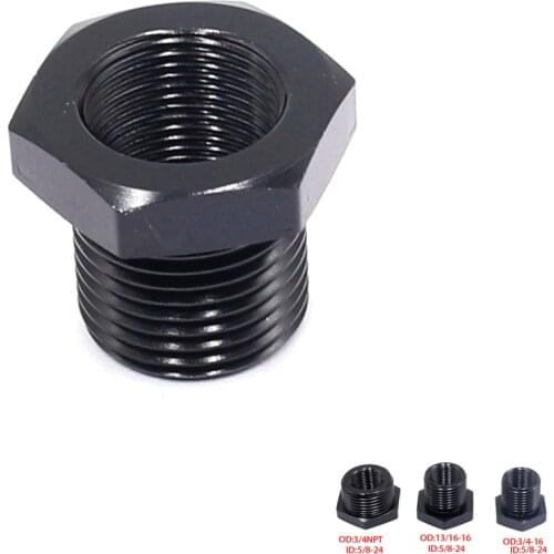 Aluminum Automotive Oil Filter Threaded Adapter 5/8-24 to 13/16-16 3/4-16 3/4 NPT Black Threaded Screw Adapter