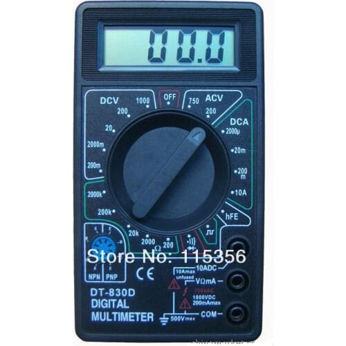 Free shipping FUKE DT-830D Digital Multimeter AC/DC OHM Voltmeter with buzzer function Transistor Test