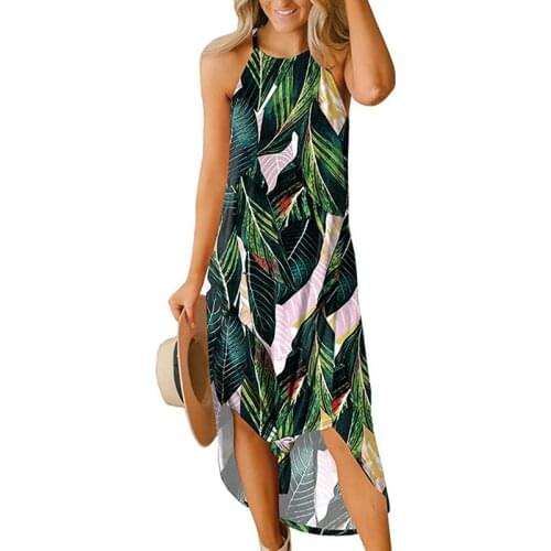 Floral Print Dress Women Summer Sleeveless Long Sling Dresses Vintage Boho Sundress Fashion Female Vestido Street Wear Hot Sale