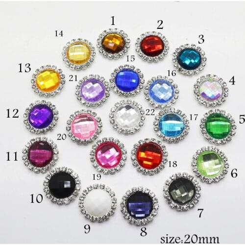 Hot 10pcs / lot20MM Round Acrylic Rhinestone Button Clothing Accessories DIY Craft Decorative Rhinestone Buckle