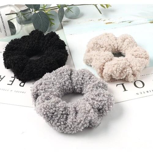 New Fashion Super soft velvet Ladies Wild lamb hair large intestine meatball head Girls Elastic Hair Bands Hair Accessories