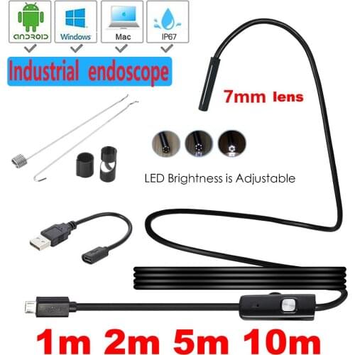 Endoscope Camera Flexible IP67 Waterproof USB Android 7mm Inspection Borescope Camera for Phone PC Notebook 6LEDs Endoscope