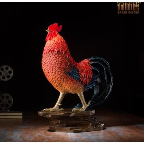 Fortune Chiken Home Living Room Office Decoration Artificial Animal Collection Brass Crafts