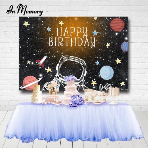 InMemory Starry Sky Astronaut Space Party Photography Backgrounds For Photo Studio Boys Birthday Party Backdrops Custom 7x5ft