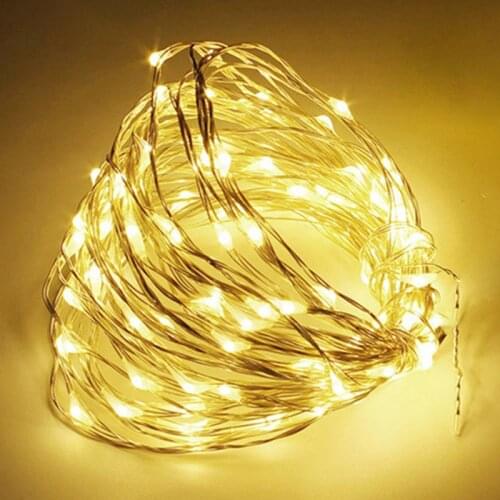 LED String Light Silver Wire Fairy Warm White Garland Home Christmas Wedding Party Decoration Powered By Battery Batter USB 10m