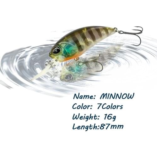 GOBYGO 1PCS 87MM 16G Minnow Fishing Lure Vibration Wobbler Bait Artificial 3D Eyes Sharp Hook Hard Bait Crankbait Fishing Tackle