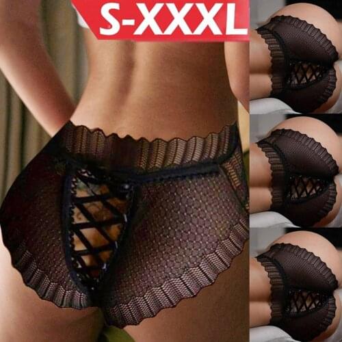 Summer 2021 Sexy Panties Ladies Elegant Bodydoll Sexy Lace Ruffle Briefs Bandage Floral Embroidery Gauze Underpants Lingerie