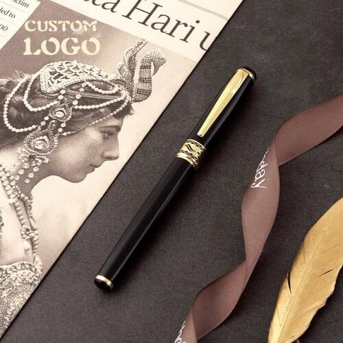 Metal Fountain Pen 0.5 mm Blue Black Luxury Custom Advertising Gift Pen for School Student Stationery Office Supplies