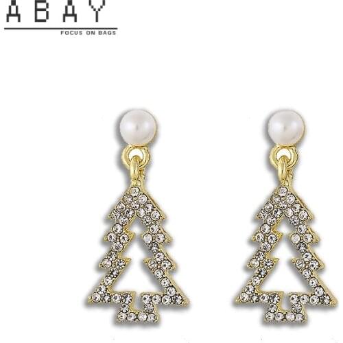 Fashionable Popular Christmas Tree with Water Drill Earrings Women 2020 New Super Flash Temperament Simple Design Ear Pendant