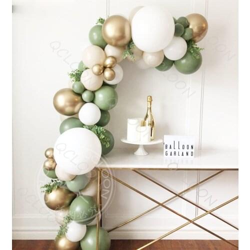 84pcs Avocado Green Balloon Garland Arch Kit Chrome Gold Latex Balloon Set Birthday Party Decorations Kids Baby Shower Supplies