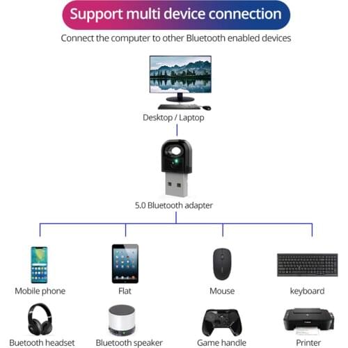 New 5.0 Bluetooth Adapter Usb Bluetooth Transmitter for Pc Computer Receptor Laptop Earphone Audio Printer Data Dongle Receiver