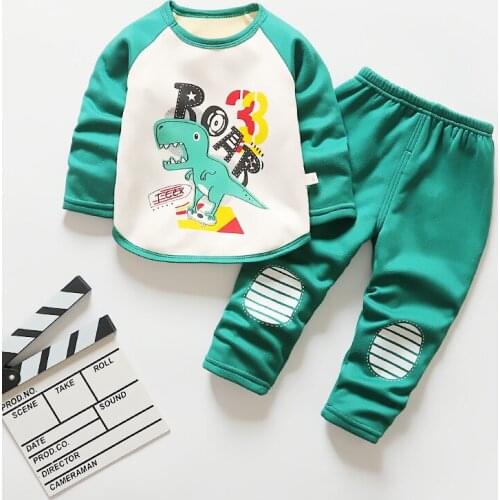 2020 Autumn winter New Baby Boy Clothes Cartoon warm Long-Sleeve T-Shirt Legging Suit Boys Girls Children Toddler Clothing set