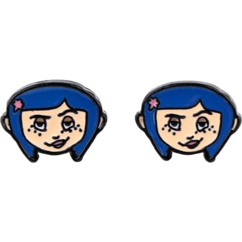 PF776 New Anime Movie Icons Studs Earrings For Womans Stainless Steel Pierce Korea Earrings Cool Enamel Jewelry Girls for Gifts