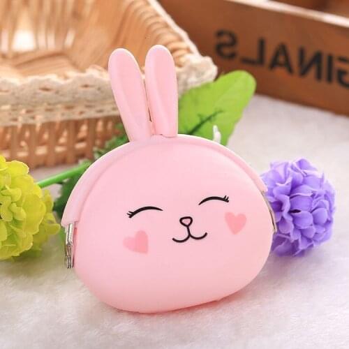 NEW Fashion Coin Purse Lovely Kawaii Cartoon Rabbit Pouch Women Girls Small Wallet Soft Silicone Bluetooth earphone Bag Gift #YT