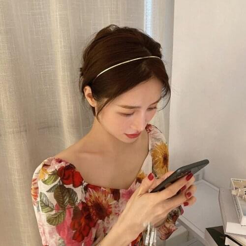 Hot Sales Metal Fashion Thin Headband Hairbands Shiny Hair Accessories For Woman Girls Anti-Slip Hair Hoop Headwear