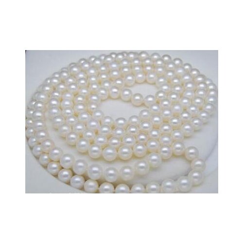 Charming 7-8mm south sea white round pearl necklace 45inch