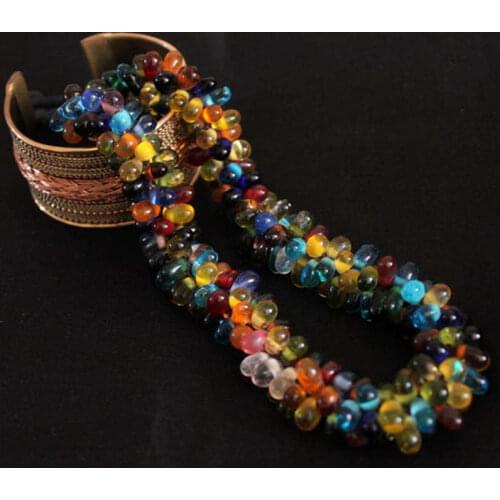 TNL343 Nepal Colorful Lampwork Glass Beaded Necklace for Girls