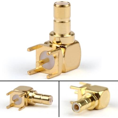 Artudatech 10 Pcs Connector SMB Male Plug 90°Bulkhead Solder PCB Mount 5.08mm Right Angle Jack Parts