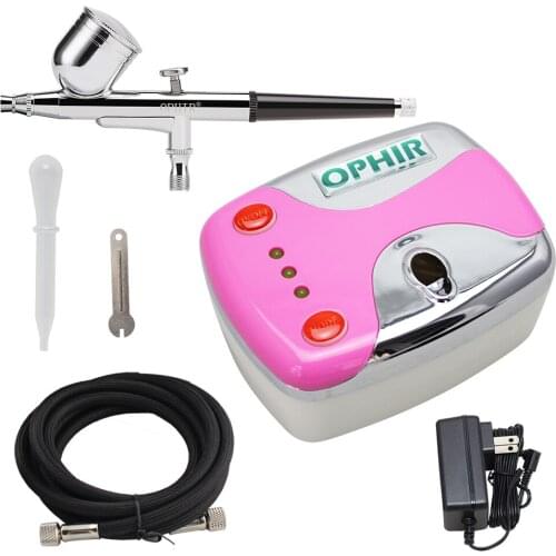 OPHIR 12V DC Portable Airbrush Compressor with 0.3mm Airbrush Gun for Cake Decorating Art Hobby Paint _AC002+AC004