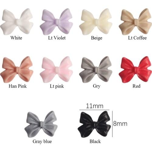 New Resin Bow knot 8 x11mm 3D Charms Nail Art Decorations DIY Polish Manicure Nails Art Accessories 30/100pcs