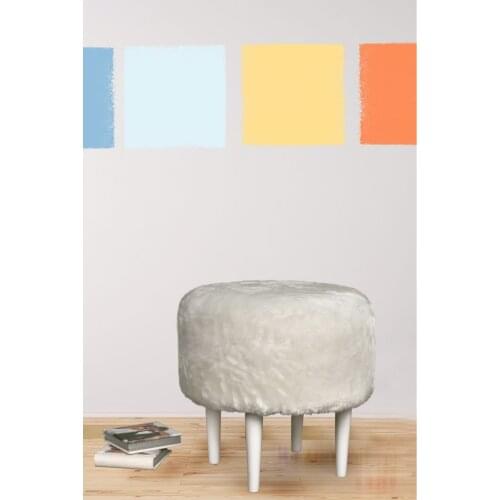 SERESSTORE Hornbeam Wooden Leg Decorative Black Anthracite Round Plush Pouf Bench sofa chair ottoman furniture pouf