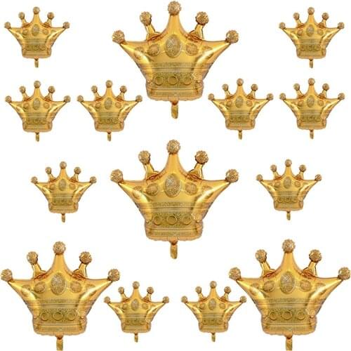 14PCS Crown Balloons Gold Foil Crown Balloon for Birthday Wedding Party Baby Shower Decorations 4 Giant and 10 Mini Size