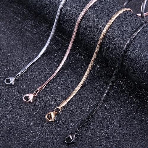 Width 1.5/2/2.5mm Stainless Steel Flat Snake Chain Necklace Men Women Gift Jewelry Various Length Wholesale Jewelry Not allergic
