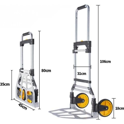Folding Hand Truck, Aluminum Dolly Luggage Cart, 220 LB Capacity, For Indoor Outdoor Moving Travel