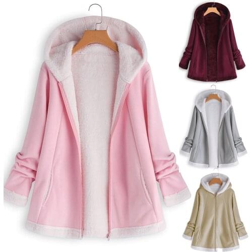 Warm Womens Coats Winter Curved Hem Longline Faux Fur Sherpa Fleece Hoodie Coat Ladies Colorful Jackets casaco feminino 2019