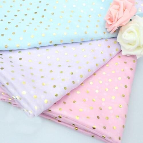 Polyester chiffon Bronzing dots printed fabric for felt patchwork sewing DIY dress women clothing by 100x150cm